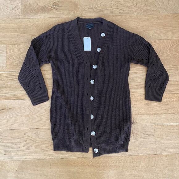 Line & Dot - Elise Cardigan in Chocolate Brown - Picture 1 of 5